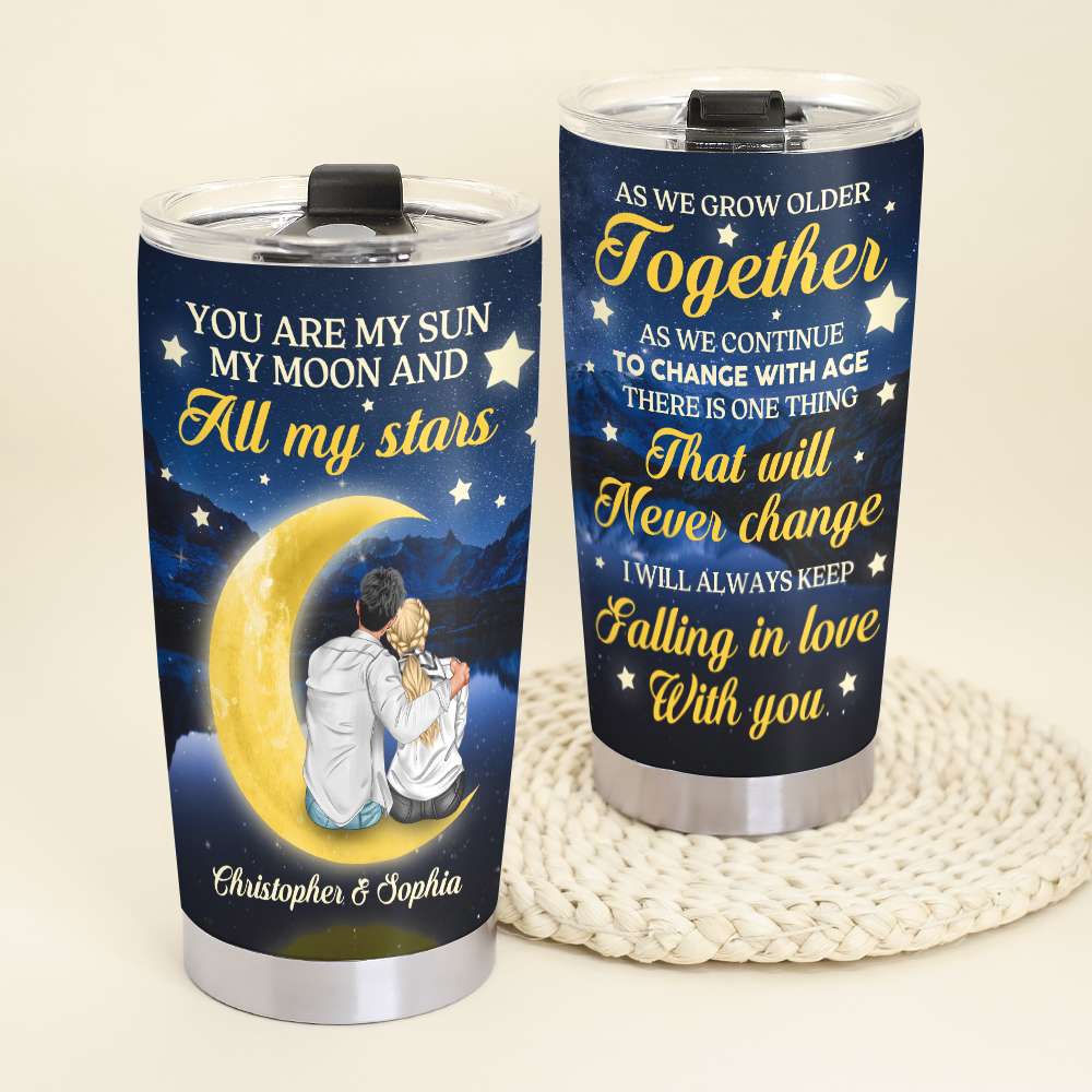 You Are My Sun My Moon And My All Stars Personalized Couple Tumbler Cup - Tumbler Cup - GoDuckee