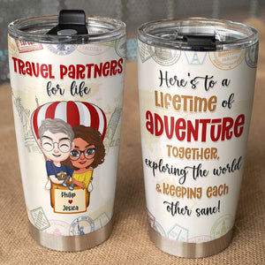 Travel Partners For Life Personalized Tumbler Cup, Gift For Travel Couple - Tumbler Cup - GoDuckee