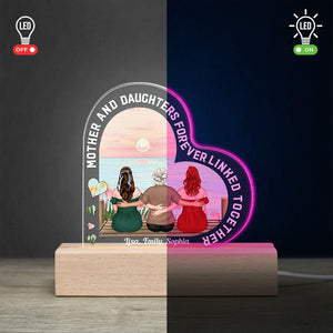 Mother and Daughters Forever Linked Together - Personalized Mother's Day Led Light - Gift For Mom - Led Night Light - GoDuckee