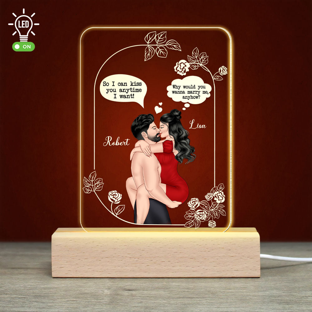 So I Can Kiss You Anytime I Want - Personalized Couple Led Light - Gift For Couple - Led Night Light - GoDuckee