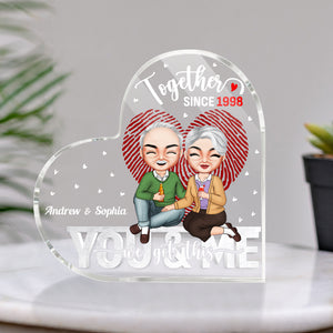 You & Me We Got This, Personalized Couple Heart Shaped Acrylic Plaque - Decorative Plaques - GoDuckee