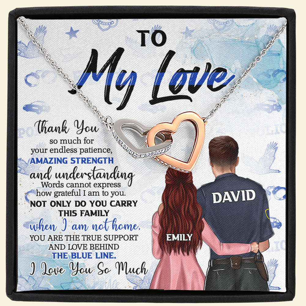 Police Couple To My Love - Personalized Interlocking Hearts Necklace - Jewelry - GoDuckee