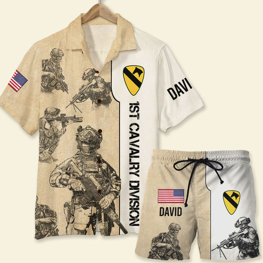 Veteran Hawaiian Shirt and Beach Shorts - custom military Unit - Hawaiian Shirts - GoDuckee