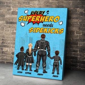 Every Super Dad Needs Sidekicks Personalized Family Canvas Print Gift For Dad - Poster & Canvas - GoDuckee