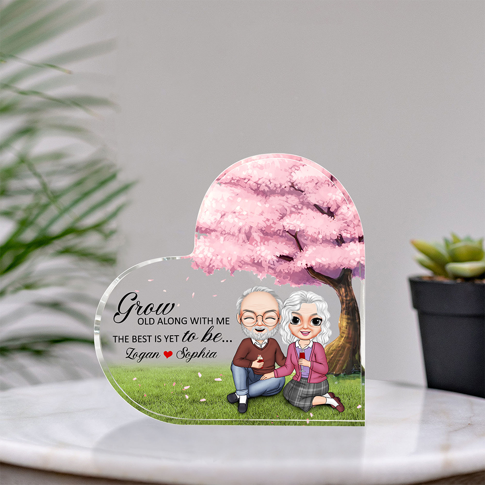 Grow Old Along With Me The Best Is Yet To Be Personalized Couple Plaque, Gift For Couple - Decorative Plaques - GoDuckee
