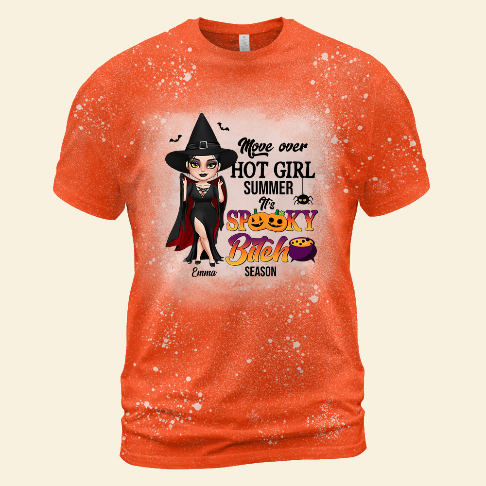 Move Over Hot Girl Summer Personalized Witch Girl Bleached Shirt, Gift For Halloween - Shirts - GoDuckee