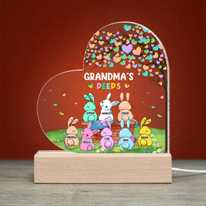Grandma's Peeps, Personalized Led Light Wood Base, Gift For Grandma - Led Night Light - GoDuckee