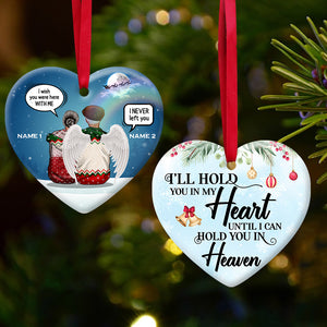 In Memorial Of My Husband, Hold You In My Heart - Personalized Old Couple Ceramic Ornament - Christmas Gift For Mother - Ornament - GoDuckee