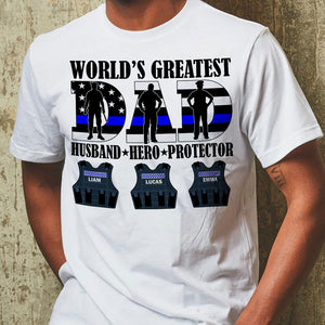 World's Greatest Dad Personalized Police Shirt Gift For Dad - Shirts - GoDuckee