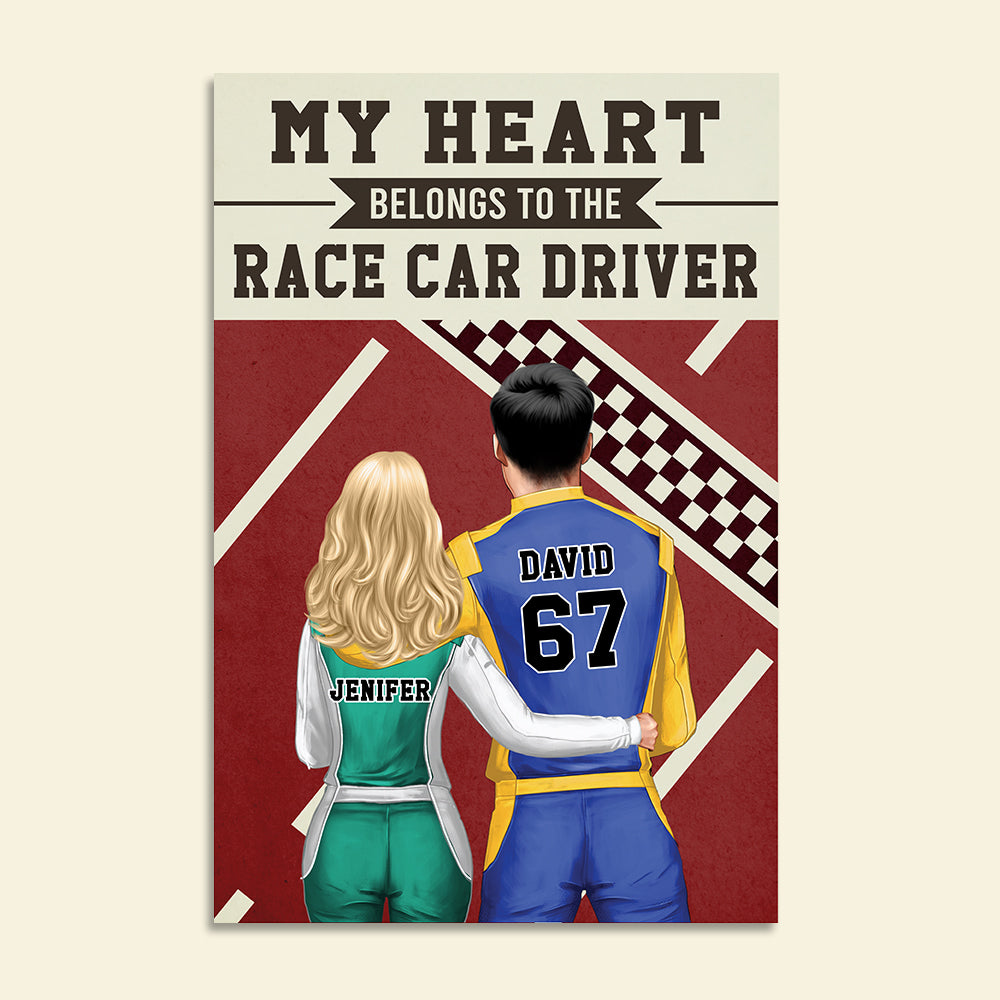 Personalized Racing Couple Poster - My Heart Belongs To The Center - Couple Shoulder to Shoulder - Poster & Canvas - GoDuckee