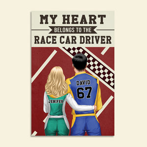 Personalized Racing Couple Poster - My Heart Belongs To The Center - Couple Shoulder to Shoulder - Poster & Canvas - GoDuckee