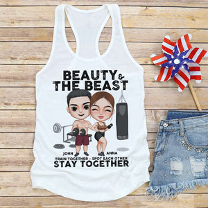 Beauty And The Best Train Together Personalized Gym Shirts, Gift For Couple - Shirts - GoDuckee