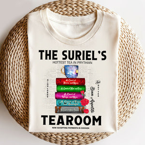 S. J. M. Shirt - The Suriel's Tearoom Hottest Tea In Prythian - Book Spines And Roses - Shirts - GoDuckee