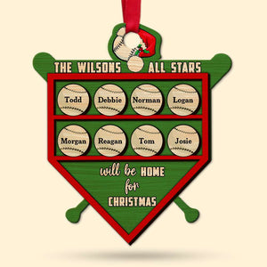 All Stars Will Be Home For Christmas Personalized Wood Ornament, Christmas Gift For Baseball Player - Ornament - GoDuckee