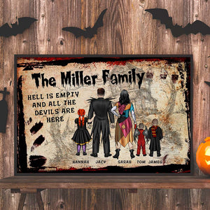 The Hell Is Empty Cos All The Devils Are Here, Personalized Horror Family Canvas Print - Poster & Canvas - GoDuckee