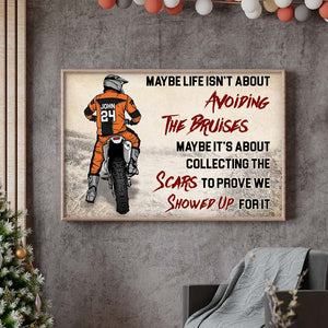 Life Is About Collecting The Scars, Personalized Motocross Canvas Print - Poster & Canvas - GoDuckee