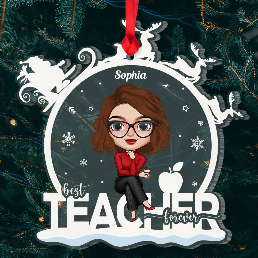 Best Teacher Forever Personalized Custom Shape Ornament, Gift For Teacher - Ornament - GoDuckee
