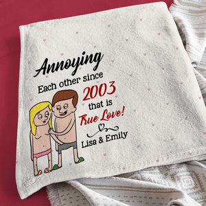 Annoying Each Other That Is True Love Personalized Funny Couple Blanket, Gift For Couple - Blanket - GoDuckee