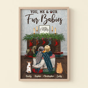 Personalized Christmas Couple Canvas Print, You, Me And Our Fur Babies, Pet Person Home Decor - Poster & Canvas - GoDuckee