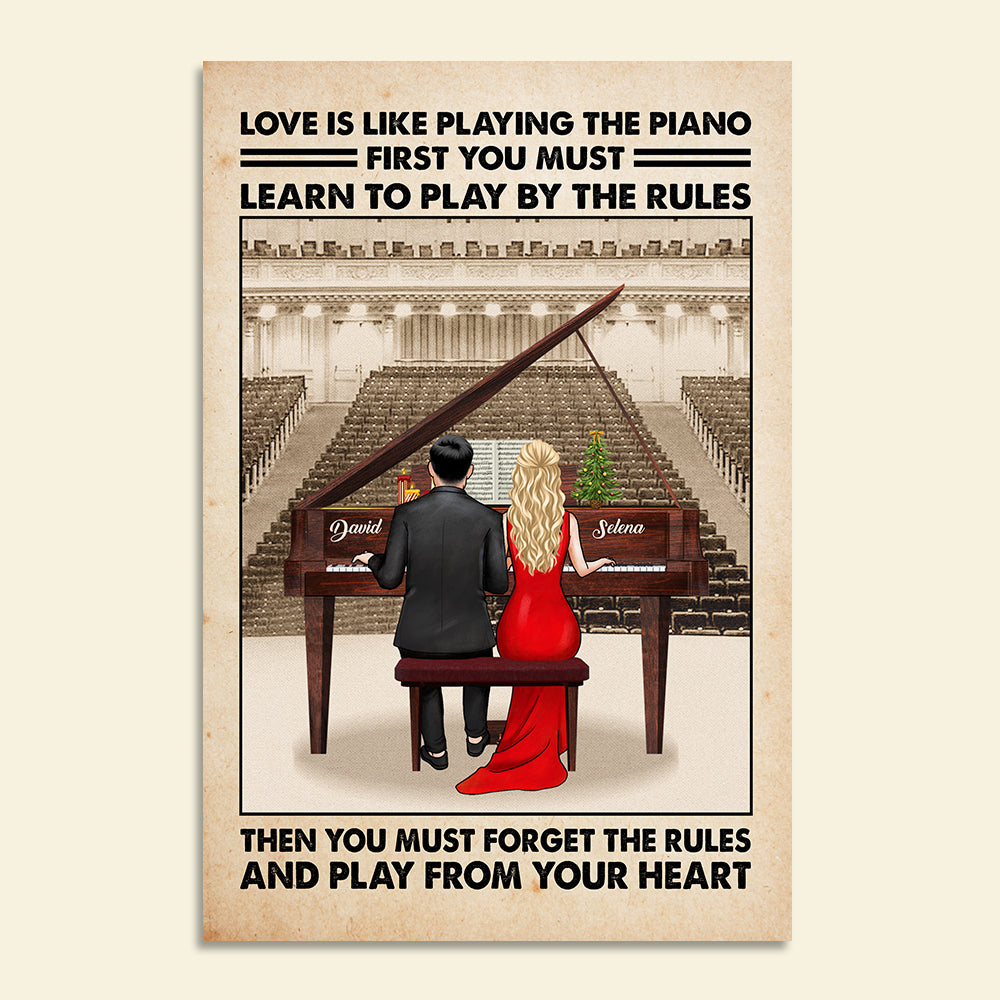 Personalized Piano Couple Poster - Love Is Like Playing The Piano - Poster & Canvas - GoDuckee