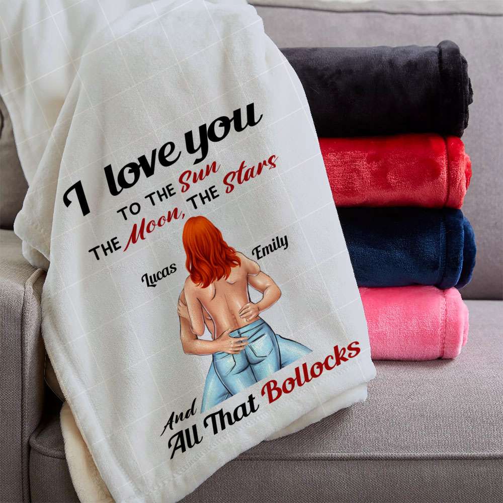 I Love You To The Sun The Moon The Stars Personalized Couple Blanket, Gift For Couple - Blanket - GoDuckee