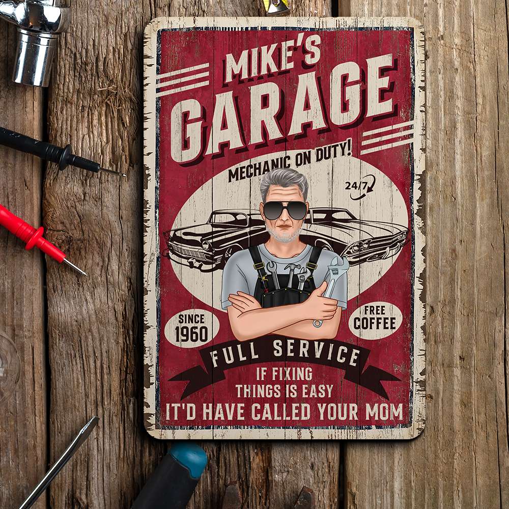 Mechanic On Duty, Personalized Auto Mechanic Metal Sign - Metal Wall Art - GoDuckee