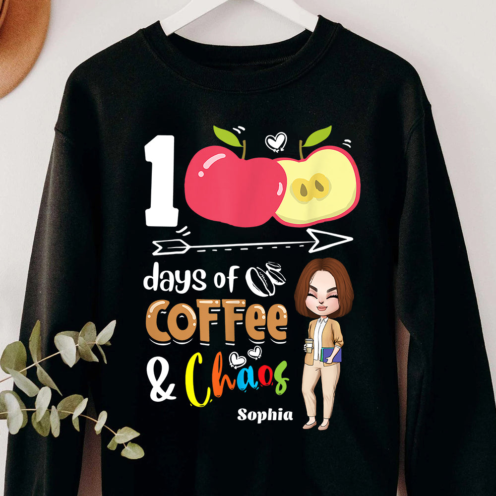 100 Days Of Coffee & Chaos, Teacher's Day T-shirt Hoodie Sweatshirt - Shirts - GoDuckee