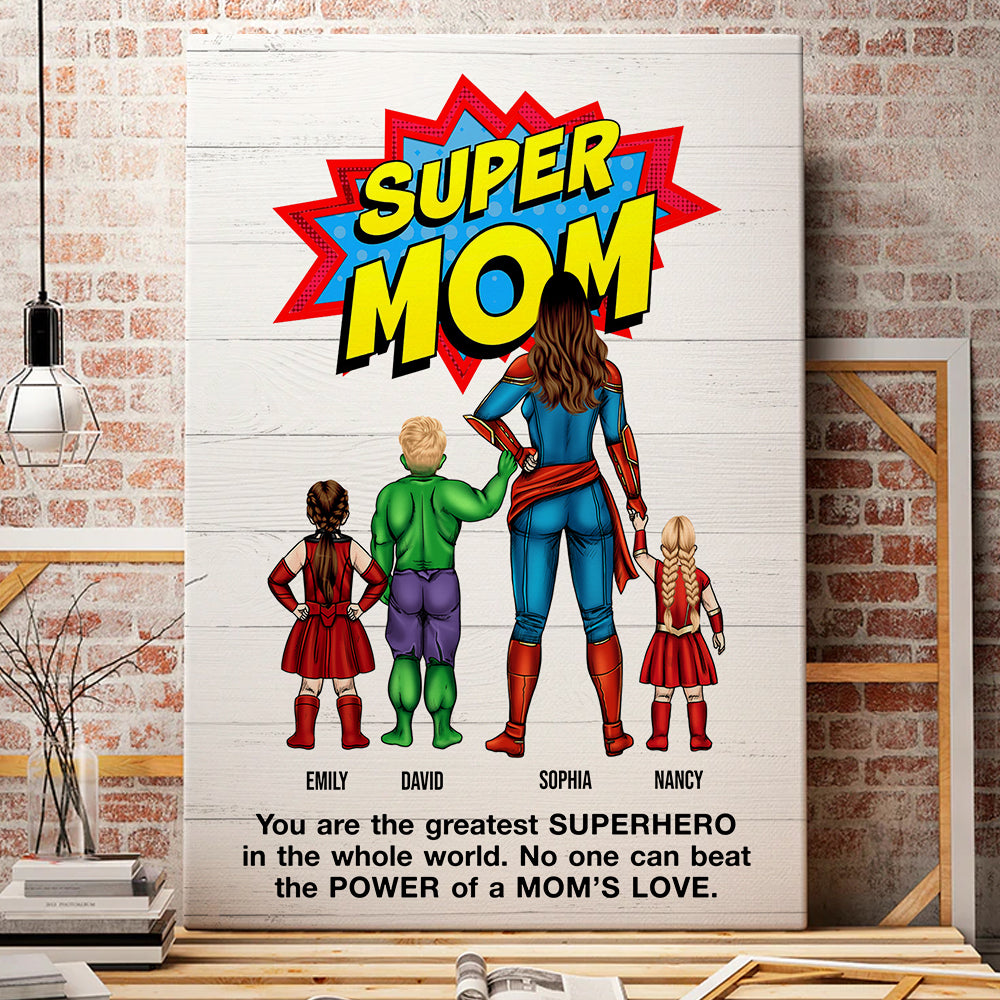 No One Can Beat Super Mom - Personalized Canvas Poster - Mother's Gift - Poster & Canvas - GoDuckee