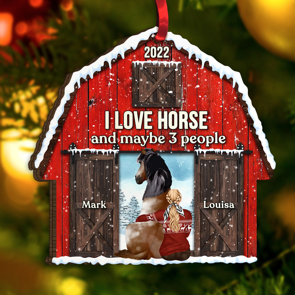 I Love Horse And Maybe 3 People Personalized Wood Ornament - Ornament - GoDuckee