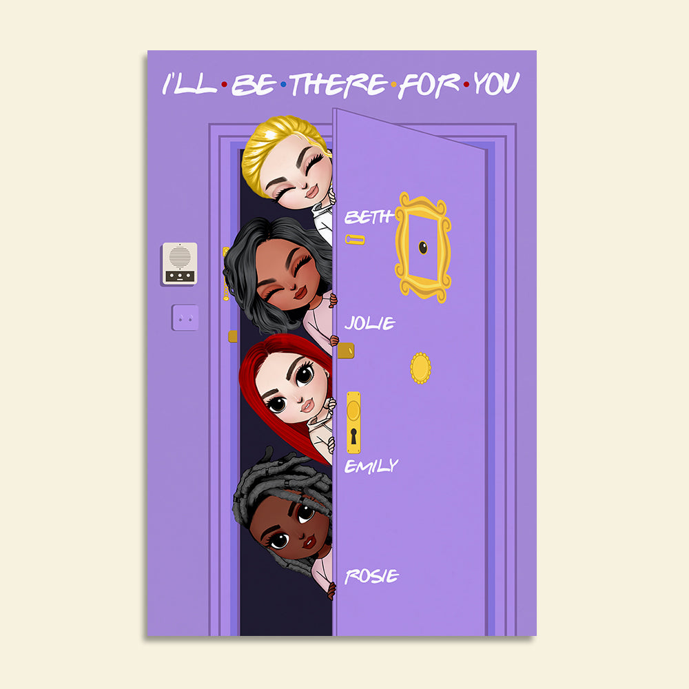 Personalized 4 Friends Dolls Poster - I'll Be There For You - Purple Friends Background - Poster & Canvas - GoDuckee