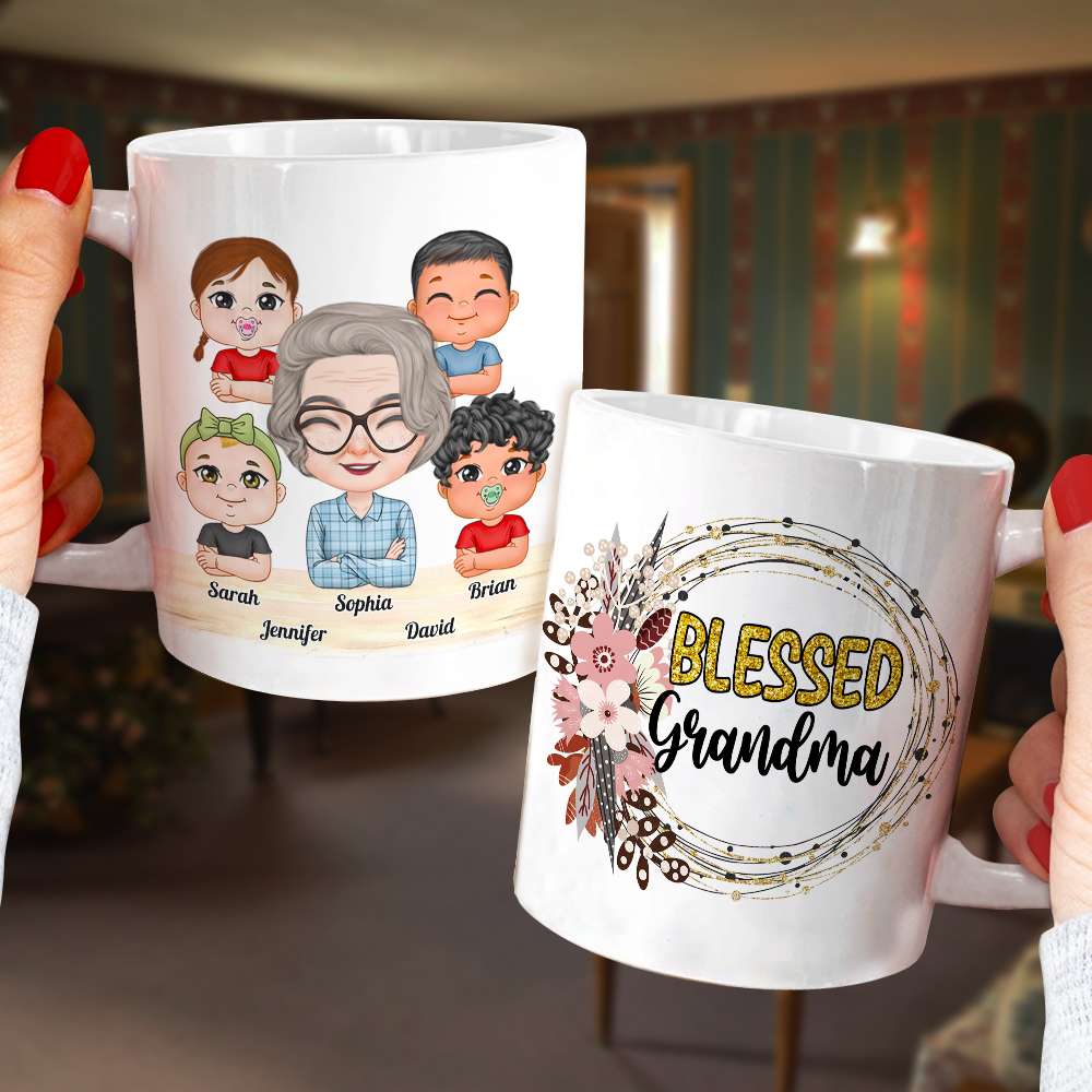 Blessed Grandma, Grandparents And Children Personalized Coffee Mug Gift For Grandparents - Coffee Mug - GoDuckee