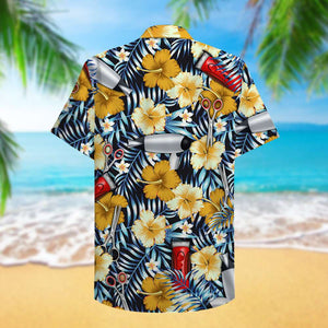 Hairstylist Hawaiian Shirt, Aloha Shirt with flower and tools pattern - Hawaiian Shirts - GoDuckee