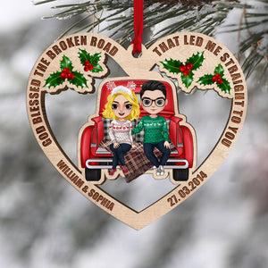 Personalized Christmas Couple Ornament - God Blessed The Broken Road That Led Me Straight To You - Christmas Tree Decor - Ornament - GoDuckee
