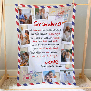 Grandma We Hugged This Little Blanket Personalized Blanket, Gift For Grandma - Blanket - GoDuckee