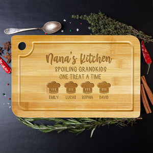 Spoiling Grandkids One Treat A Time, Personalized Cutting Board, Gift For Grandma, Mother's Day Gift - Home Decor - GoDuckee