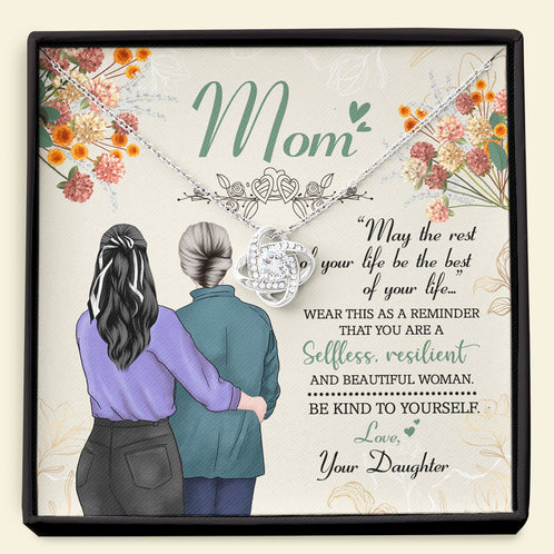 Mom Daughter Be Kind To Yourself - Personalized Love Knot Necklace - Jewelry - GoDuckee