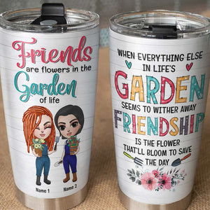 Personalized Gardening Tumbler - Girl Dolls, Friendship Is The Flower That'll Bloom To Save The Day - Tumbler Cup - GoDuckee
