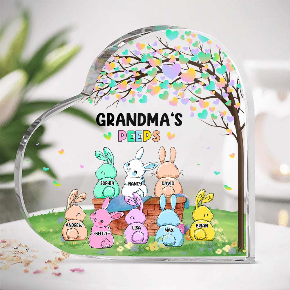 Grandma's Peeps, Personalized Heart Shaped Acrylic Plaque, Easter Gift For Grandma - Decorative Plaques - GoDuckee