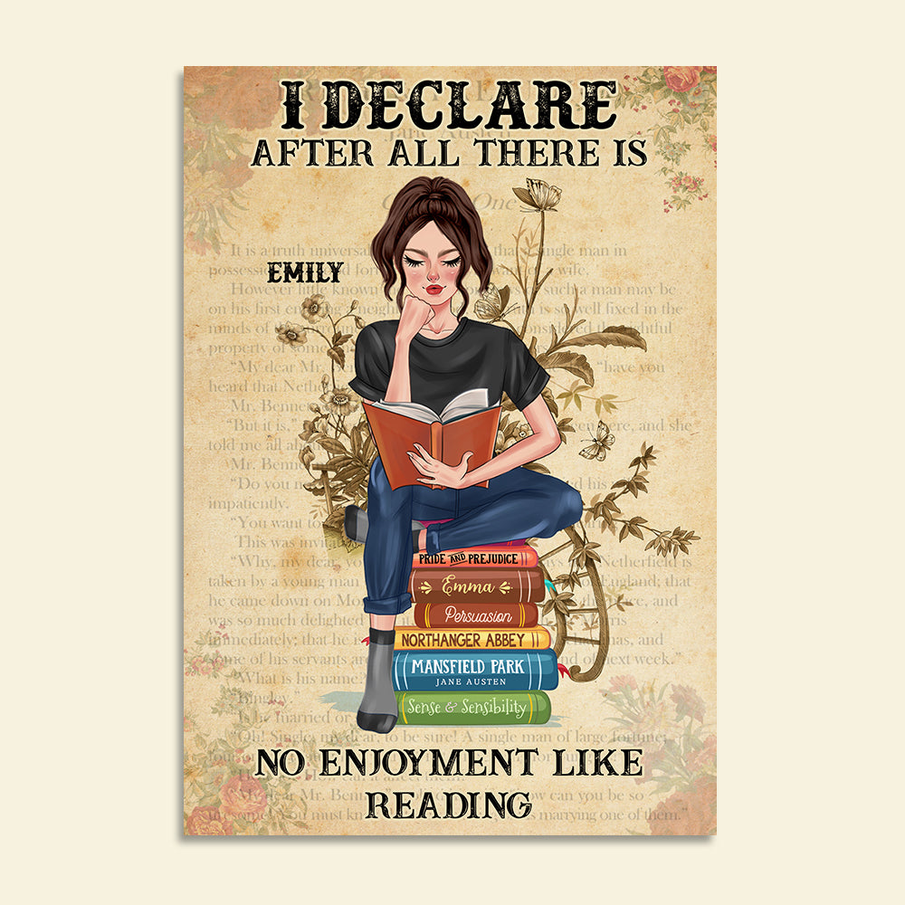 Personalized Reading Girl Poster - Jane Austen Fan - I Declare After All - Poster & Canvas - GoDuckee