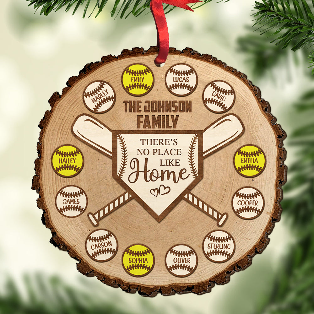 There's No Place Like Home Personalized Baseball Family Ornament, Christmas Tree Decor - Ornament - GoDuckee
