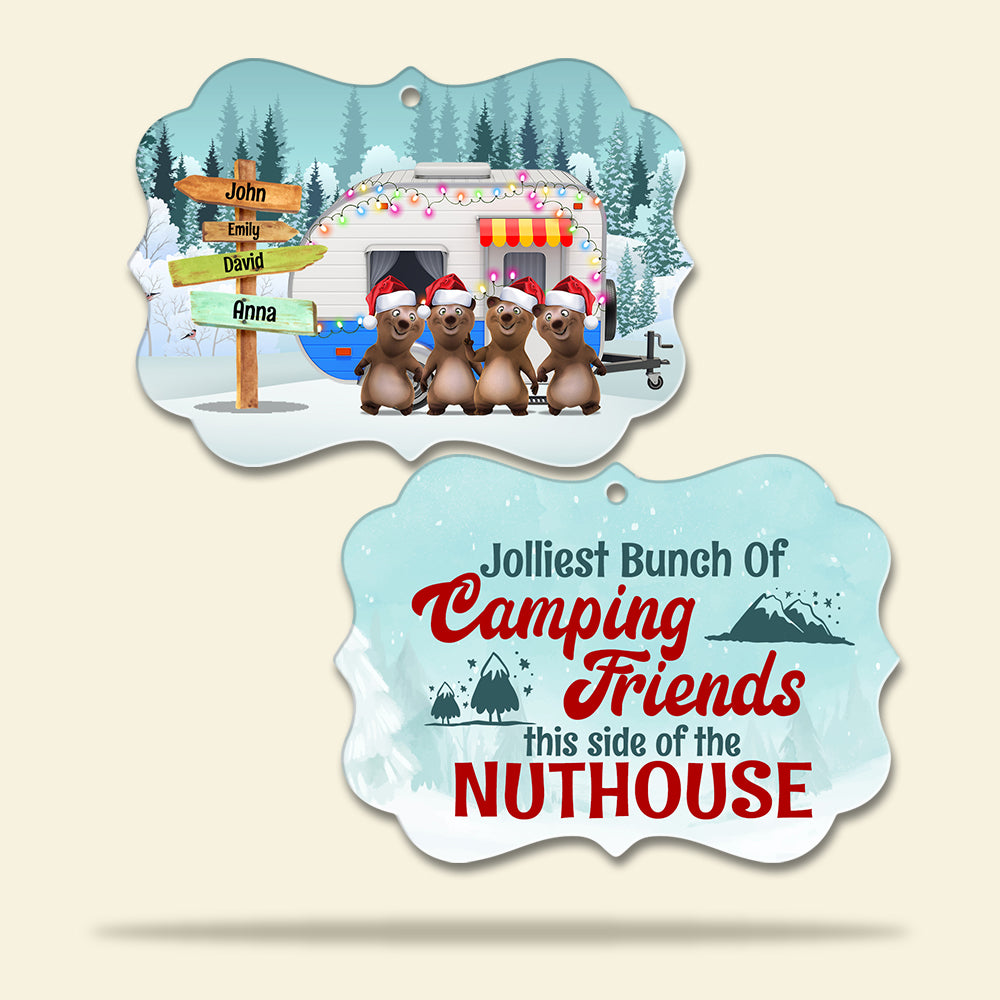 Jolliest Bunch of Camping Friends, Bear Buddies - Personalized Ornament - Gift for Outdoorsy People - Ornament - GoDuckee