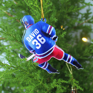 Hockey Player Shape, Personalized Hockey Christmas Ornament, Christmas Tree Decorations for Hockey Lovers - Ornament - GoDuckee