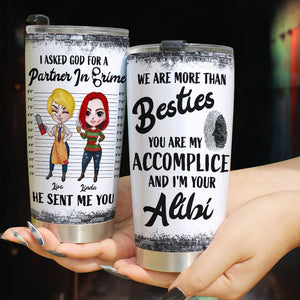 I Asked God For A Partner In Crime - Personalized Horror Friends Tumbler - Gift For Friends - Tumbler Cup - GoDuckee