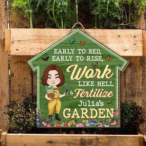 Early To Bed, Early To Rise, Personalized Wood Sign, Gifts For Gardening Girl - Wood Sign - GoDuckee