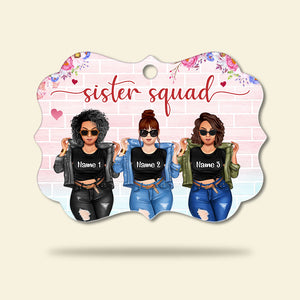Friends Sister Squad Pink Background - Personalized Ornament - Gift for Besties - Front Denim Girls - Ornament - GoDuckee