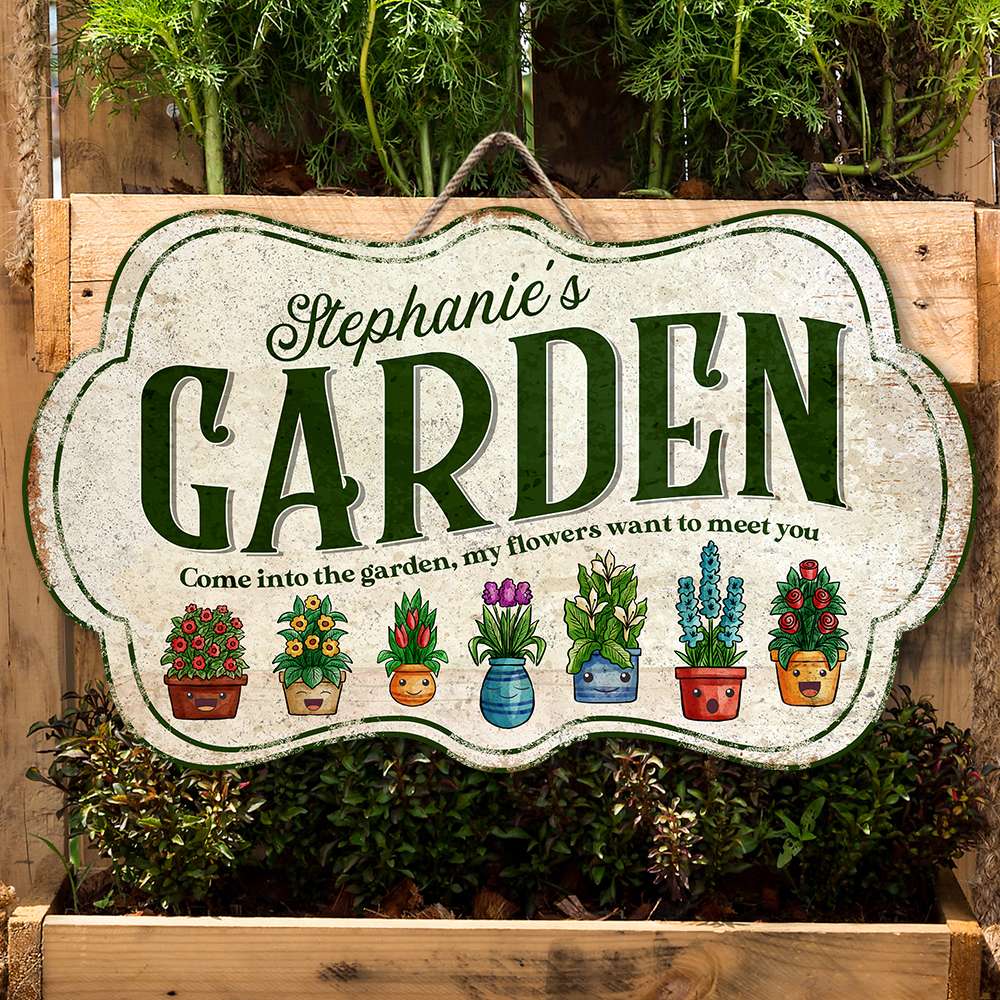 Come Into The Garden, Personalized Metal Sign, Gift For Gardening Girl - Metal Wall Art - GoDuckee