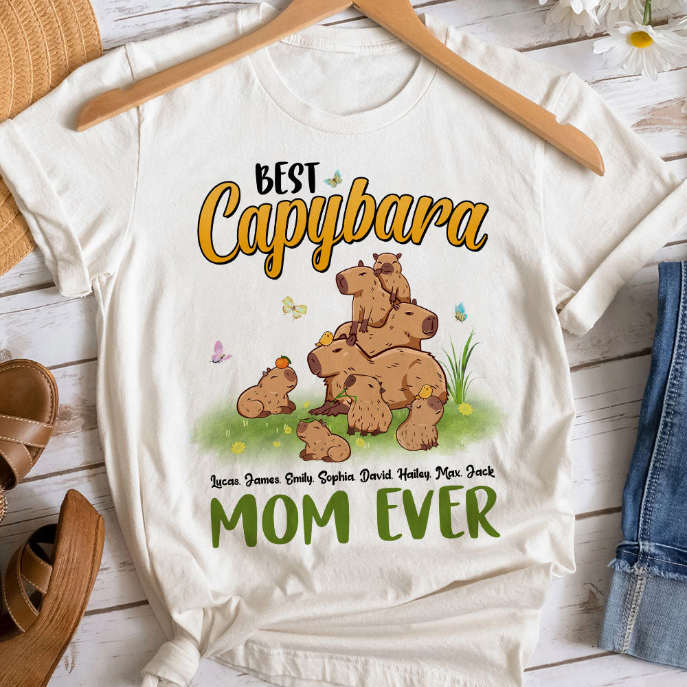 Best Capybara Mom Ever, Personalized Shirt, Gift For Mom, Capybara Mom And Kids Shirt - Shirts - GoDuckee