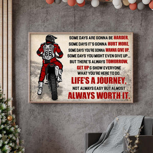 Life's A Journey, Not Always Easy But Always Worth It, Personalized Motocross Canvas Print - Poster & Canvas - GoDuckee