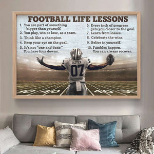 Football Life Lessons Personalized Football Canvas Print, Custom Name & Number - Poster & Canvas - GoDuckee