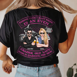 Behind Every Crazy Biker - Personalized Shirts - Gift For Couple - Shirts - GoDuckee